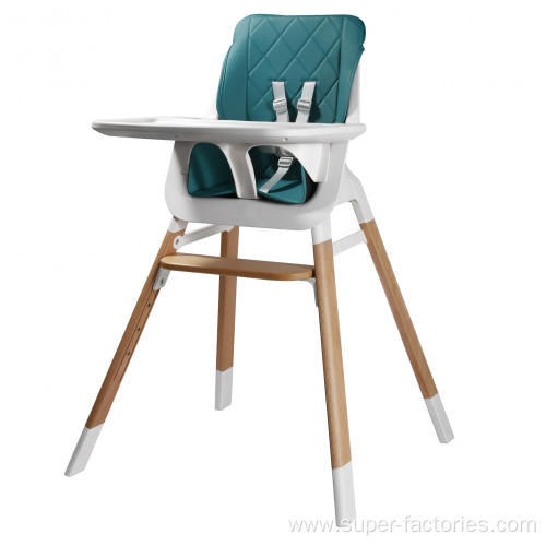 Plastic High Chair With Wooden Feets For Babies